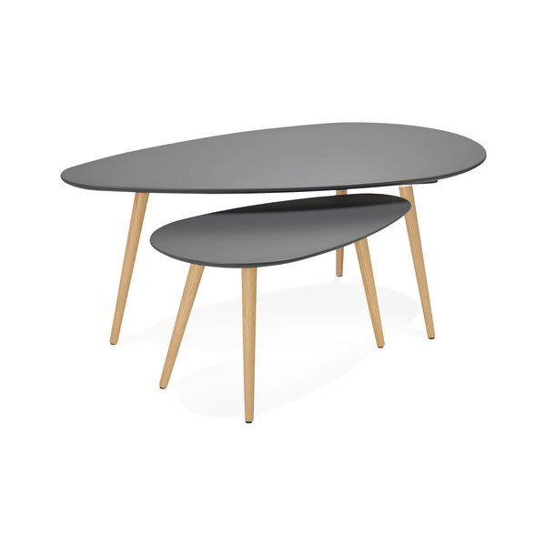 Set di 2 tavolini con piano nero Gosmi - Kokoon