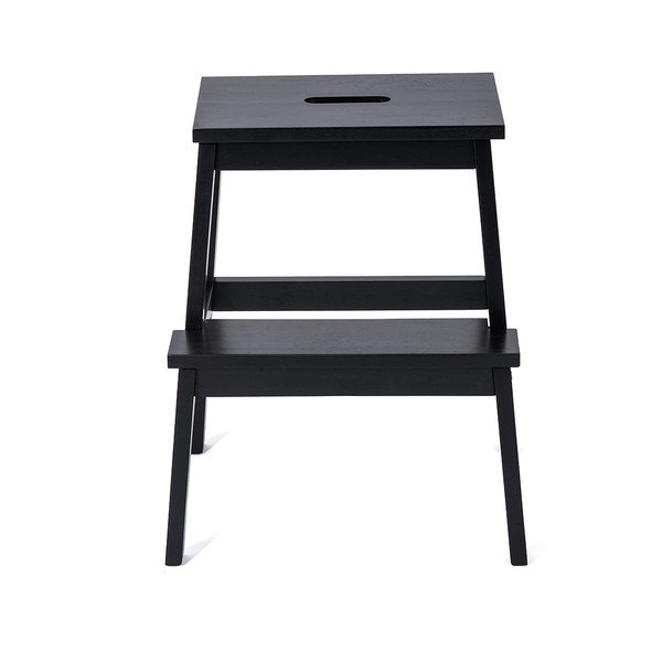 Sgabello in legno di gomma nero Corg - Bonami Essentials-image-2