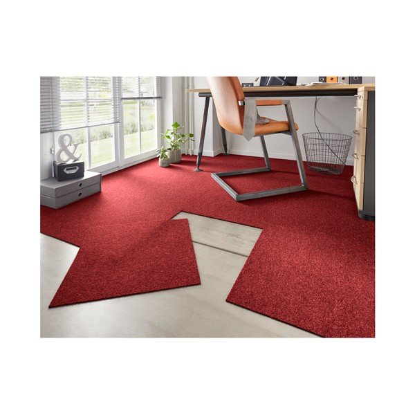 Sada 20 čtverců červeného koberce Hanse Home Easy, 50 x 50 cm