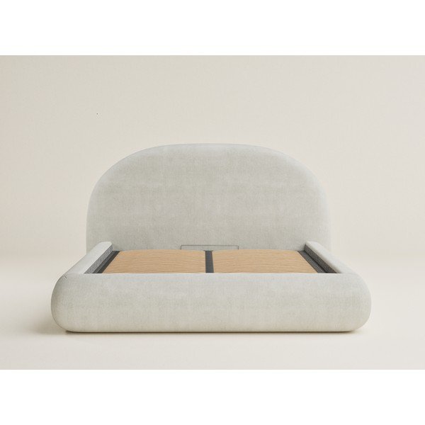 Letto matrimoniale imbottito color crema con contenitore con rete inclusa 160x200 cm Maumere – Maison de Rêve-image-2