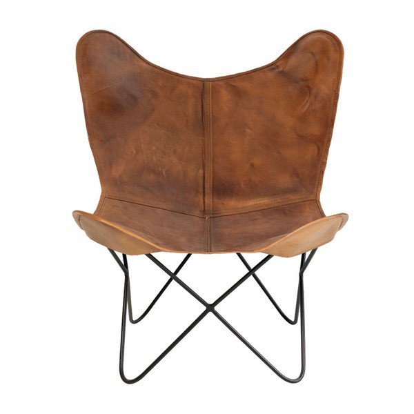 Poltrona a farfalla in pelle marrone Farfalla - sømcasa-image-2