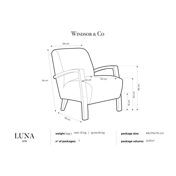 Světle modré křeslo se světlými nohami Windsor & Co Sofas Luna-image-3