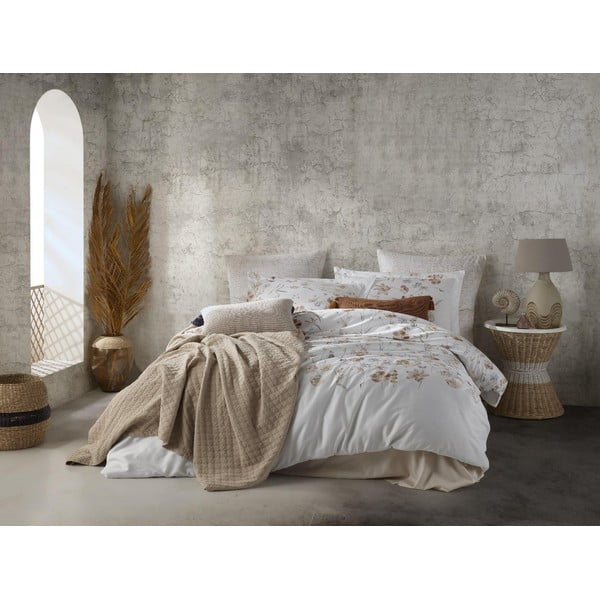 Set copripiumino e federa bianco in raso di cotone per letto singolo 140x200 cm Ivory Garden Floral – Mila Home Luxury-image-1