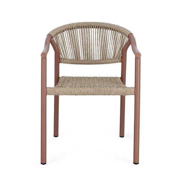 Sedia da esterno rossa/di colore naturale in metallo Canarias – Bizzotto-image-2