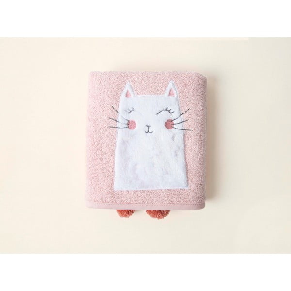 Asciugamano per neonati in cotone rosa 75x50 cm Kitty - Foutastic
