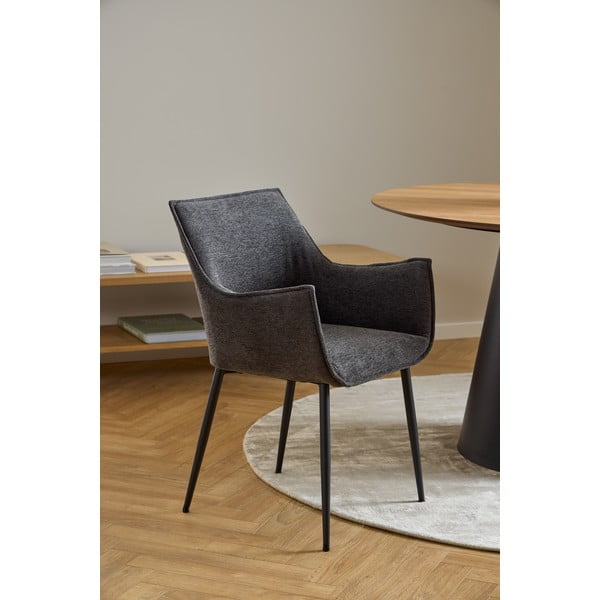 Sedia da pranzo grigio scuro in imbottito Bonita – Actona-image-1