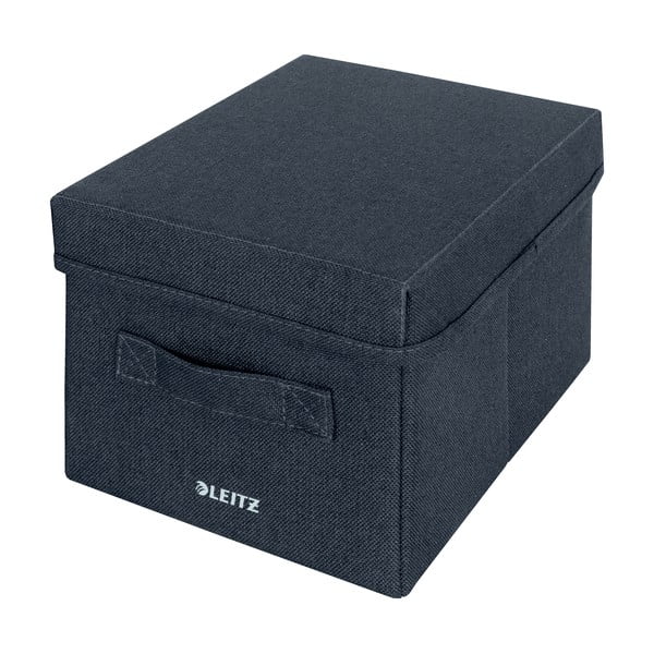 Set di 2 scatole in tessuto grigio scuro con coperchio 19x28,5x16 cm - Leitz