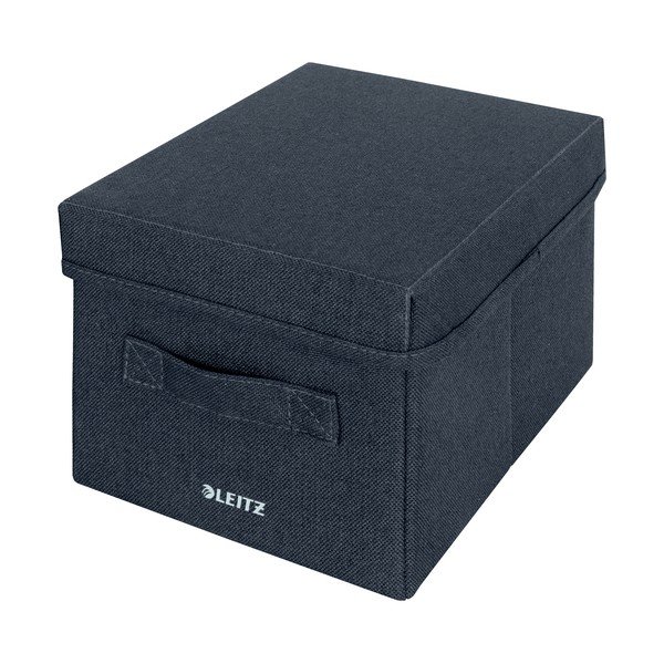 Set di 2 scatole in tessuto grigio scuro con coperchio 19x28,5x16 cm - Leitz