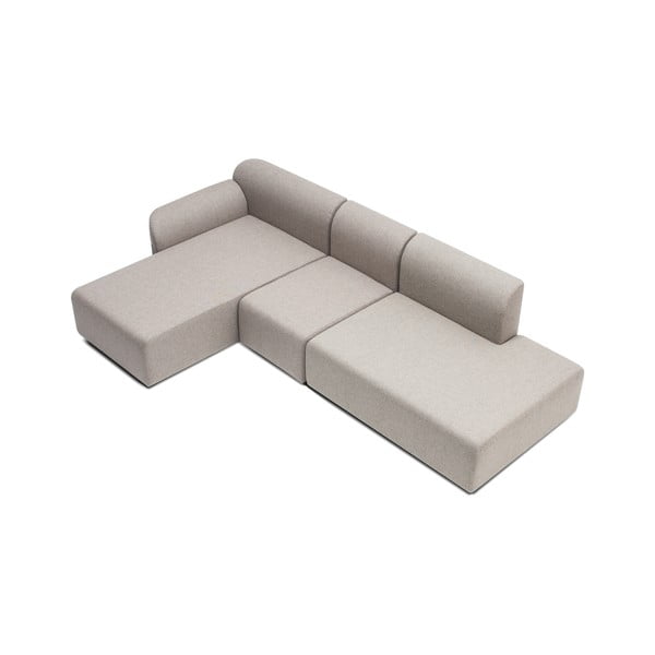 Modulo divano grigio chiaro (angolo destro) in misto lana e lino Hugg - Gazzda-image-4