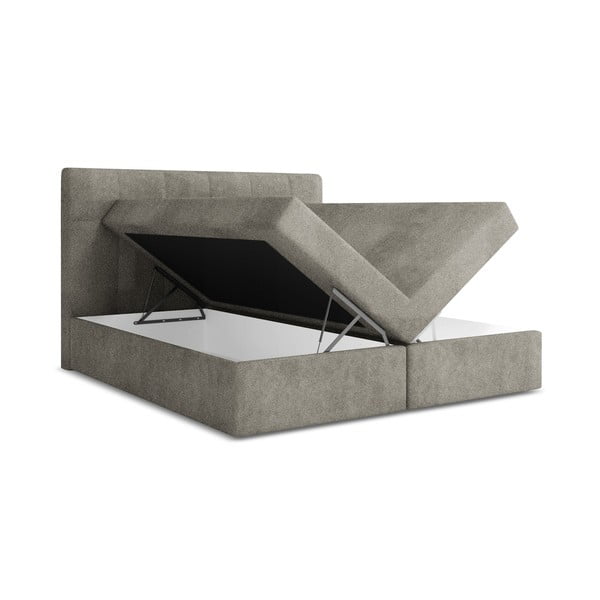 Letto boxspring grigio con contenitore 160x200 cm Palta – Makamii-image-1