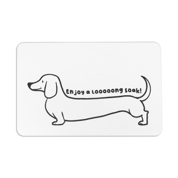 Tappetino da bagno bianco 39x60 cm Dachshund - Artsy Doormats