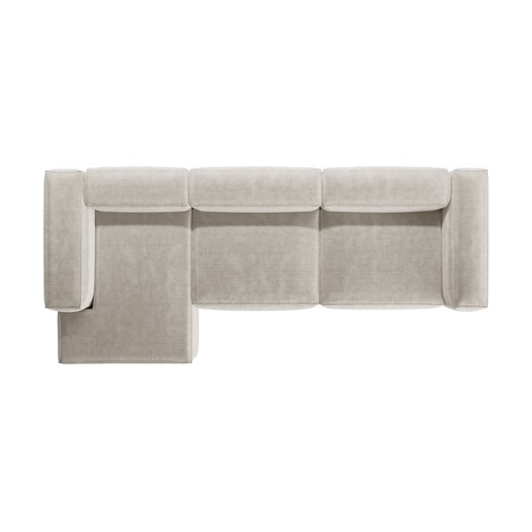 Divano angolare beige (con penisola a sinistra/con chaise lounge) con rivestimento in velluto a coste Bergamo – Cosmopolitan Design-image-3