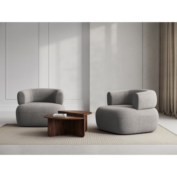 Poltrona grigio chiaro in tessuto bouclé Jenny - Micadoni Home-image-1