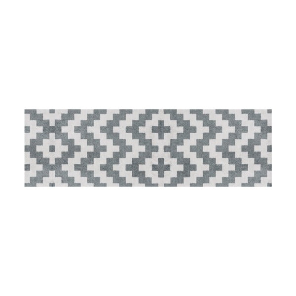 Šedě vzorovaný běhoun White Label Zic Zac, 150 x 50 cm