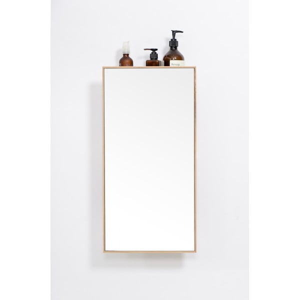 Scaffale con specchio in legno di quercia di colore naturale 31x61,5 cm Slimline - Wireworks-image-3