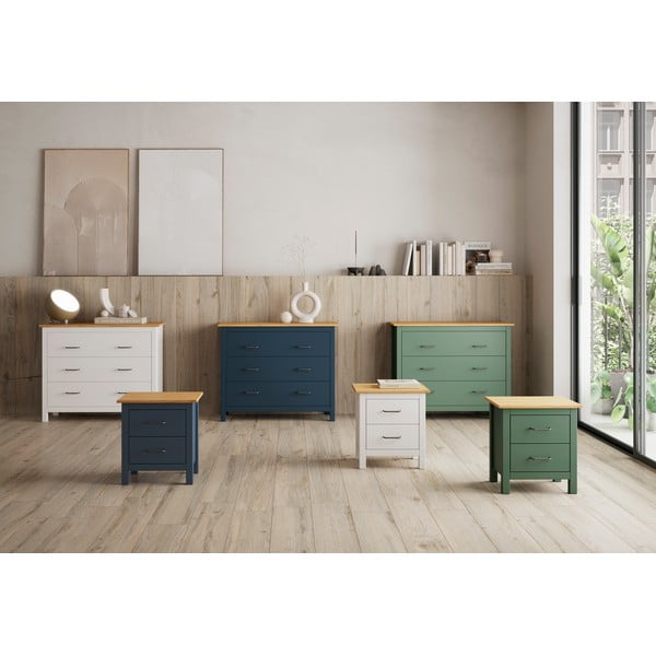 Comodino in legno di pino blu scuro Miranda - Marckeric-image-1