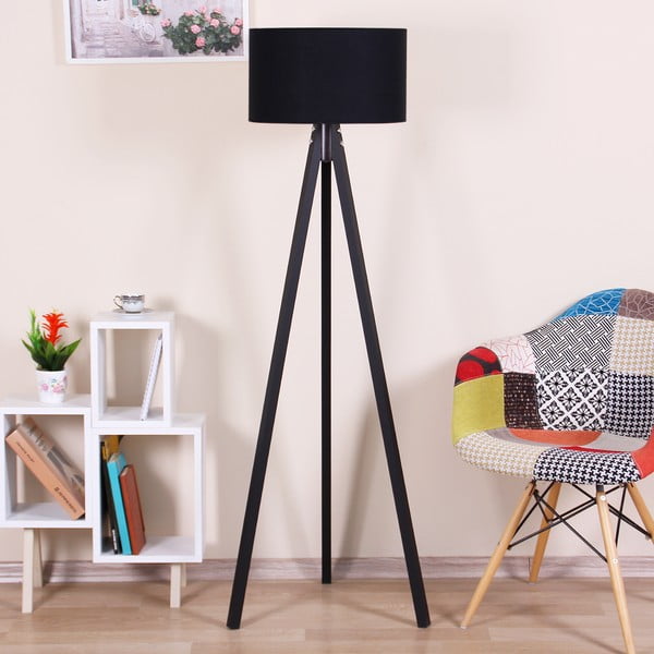 Černá volně stojící lampa s černým stínítkem lampa Kate Louise Siyah