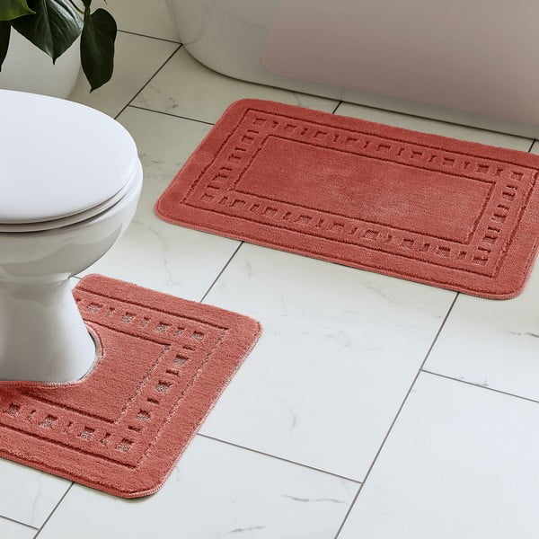 Set di tappetini per il bagno color terracotta 2 pz per WC 50x80 cm Armoni – Catherine Lansfield-image-1
