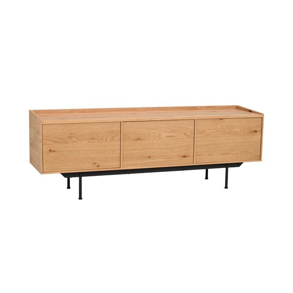 Tavolo TV in rovere di colore naturale 160x56 cm Brewerton - Rowico-image-2
