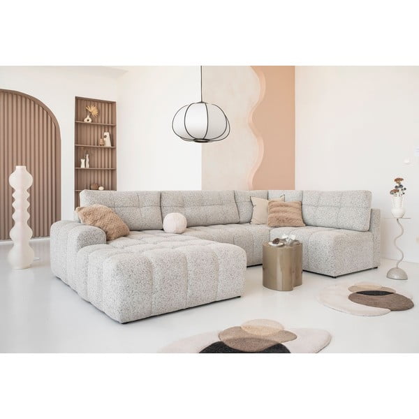 Divano angolare componibile beige allungabile/con contenitore (con penisola a destra) Lulu – Miuform-image-4