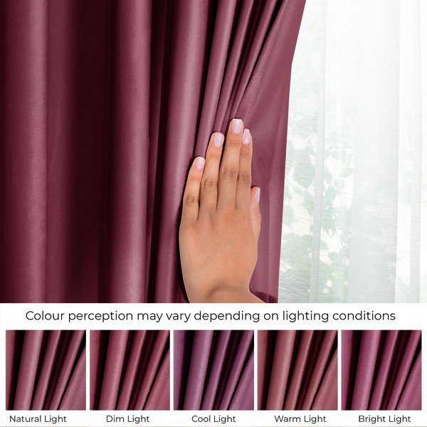 Tenda parzialmente oscurante burgundy/rosa in velluto 140x270 cm Eyelets – Restilo-image-4