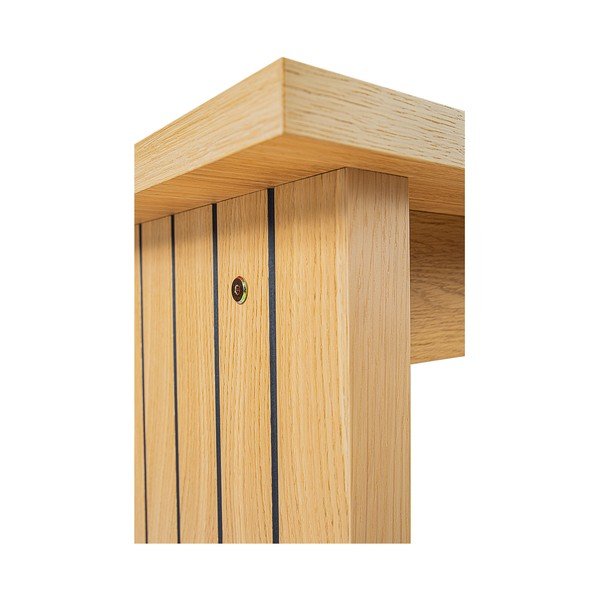 Tavolino con piano in rovere decorato in colore naturale 60x120 cm Stripe - Woodman-image-1