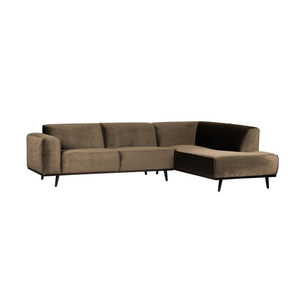 Divano angolare grigio/marrone (con penisola a destra/a L) con rivestimento in velluto Statement – WOOOD-image-1