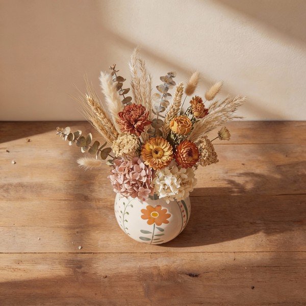 Vaso in gres dipinto a mano color crema (altezza 17 cm) Taza - Bloomingville-image-3