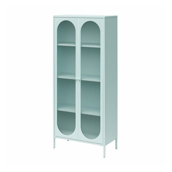 Vetrina in metallo azzurra 80x186x40 cm Luna - Støraa-image-4