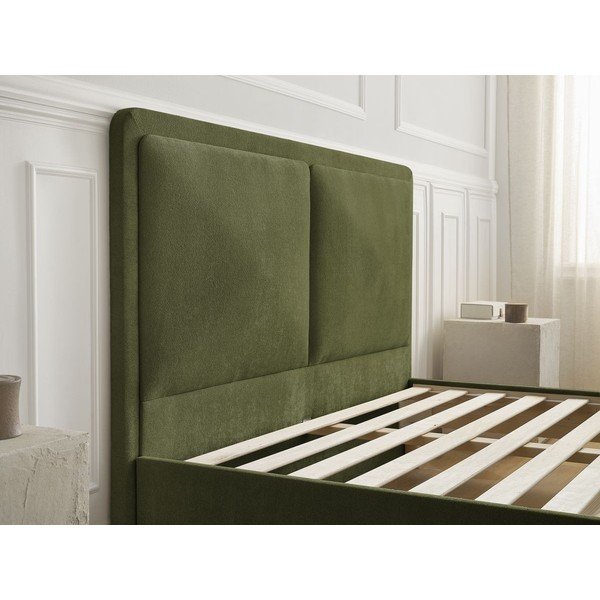 Letto matrimoniale imbottito verde imbottito con rete inclusa 140x190 cm Mara – Bobochic Paris-image-4