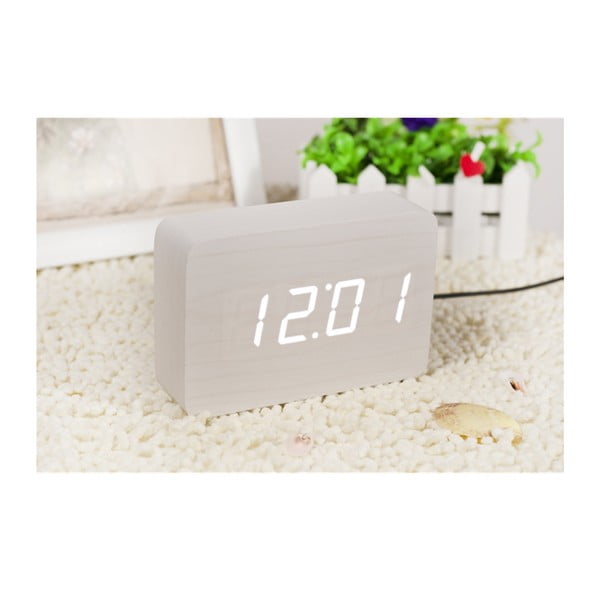 Sveglia bianca con display a LED bianco Brick Click Clock - Gingko-image-3
