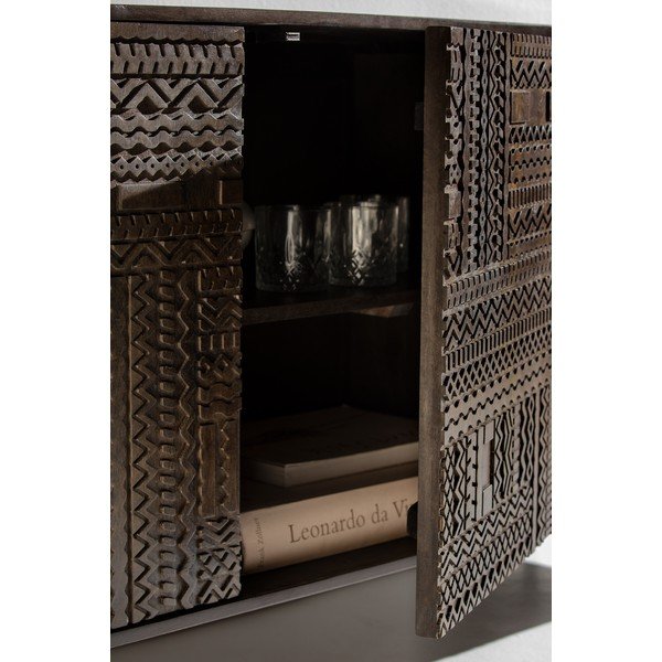 Mobile TV marrone scuro in mango massiccio 145x48x40 cm Kalai – MOME-image-2