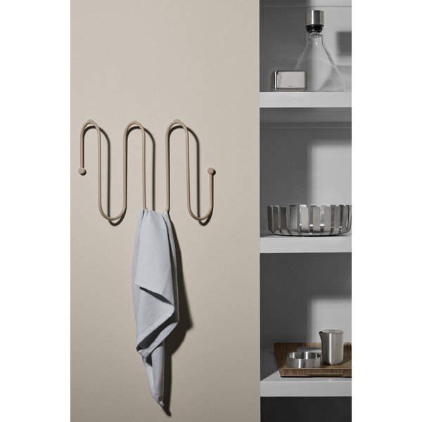 Appendiabiti da parete beige con 3 ganci Curl - Blomus-image-1