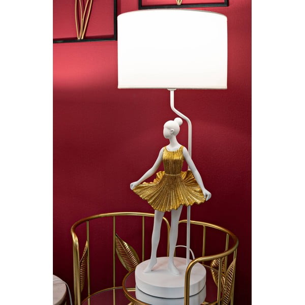 Lampada da tavolo bianca-oro con paralume in tessuto (altezza 90,5 cm) Dancer - Mauro Ferretti-image-1