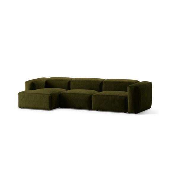 Divano angolare verde (con penisola a sinistra/con chaise lounge) con rivestimento in velluto a coste Bergamo – Cosmopolitan Design-image-2