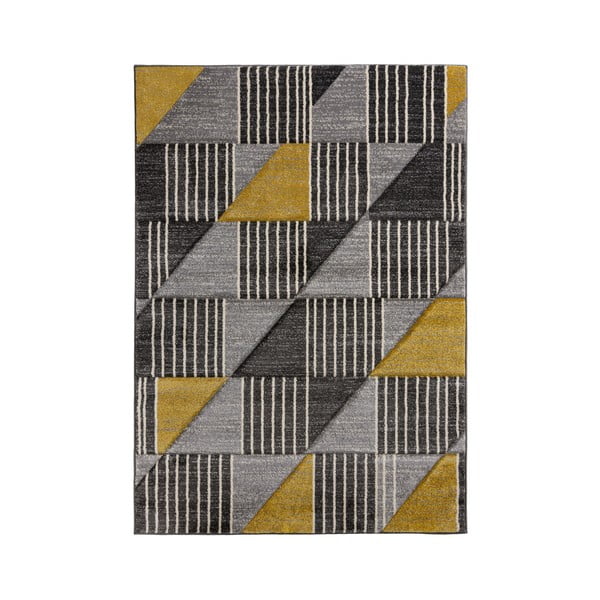 Tappeto Velocity grigio e giallo, 160 x 230 cm - Flair Rugs