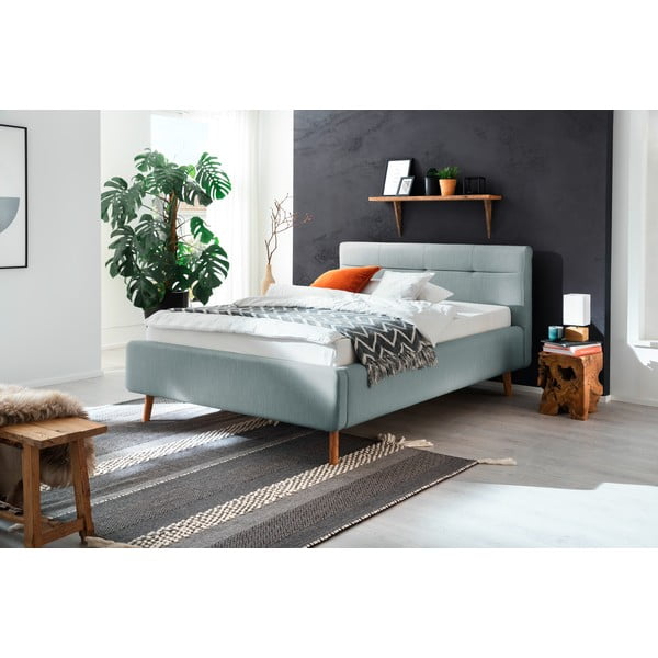 Letto matrimoniale imbottito azzurro con contenitore con rete inclusa 140x200 cm Lotte – Meise Möbel-image-1