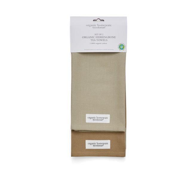 Set di 2 strofinacci in cotone grigio-marrone, 45 x 65 cm Herringbone - Cooksmart ®