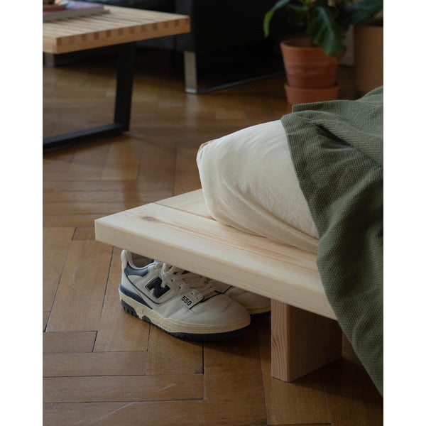 Letto singolo di colore naturale in pino massiccio con rete inclusa 120x200 cm Japan – Karup Design-image-4