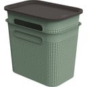 Set di 2 contenitori in plastica verdi con coperchio 18,5x27x26 cm Brisen - Rotho