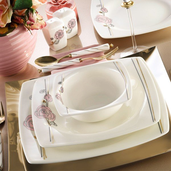28dílná sada nádobí z porcelánu Kutahya Sonya