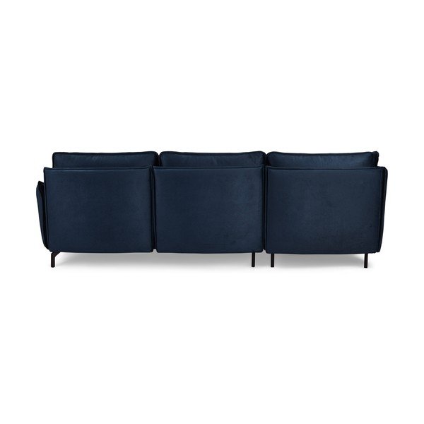 Divano angolare in velluto blu scuro, angolo sinistro Bella - Bonami Selection-image-3