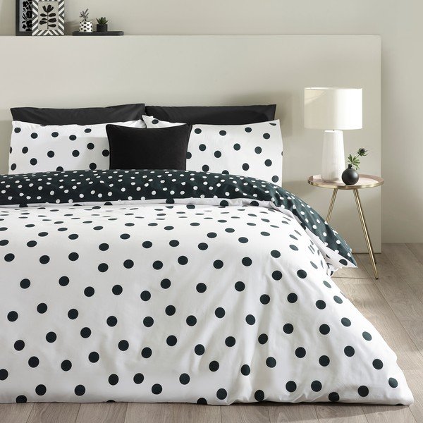 Set copripiumino e federa bianco e nero per letto singolo 135x200 cm Polka Dot – Catherine Lansfield-image-4