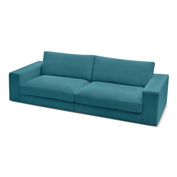 Divano blu con rivestimento in velluto a coste 274 cm Leonard – Bobochic Paris-image-4