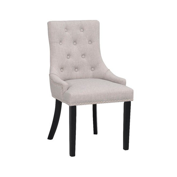 Sedia da pranzo imbottita grigio chiaro con gambe nere Vicky - Rowico