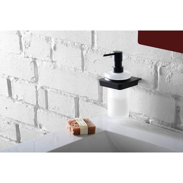 Distributore di sapone da parete in ottone bianco e nero, 250 ml Zen - Sapho-image-1