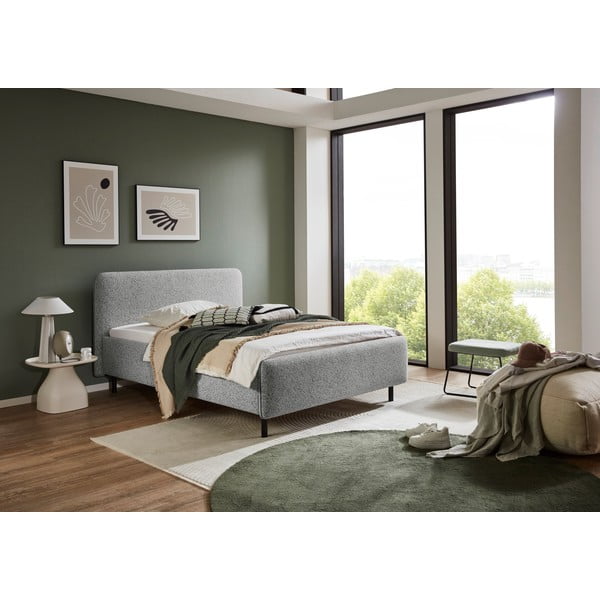 Letto matrimoniale imbottito grigio chiaro rete non inclusa 140x200 cm Primo – Meise Möbel-image-1