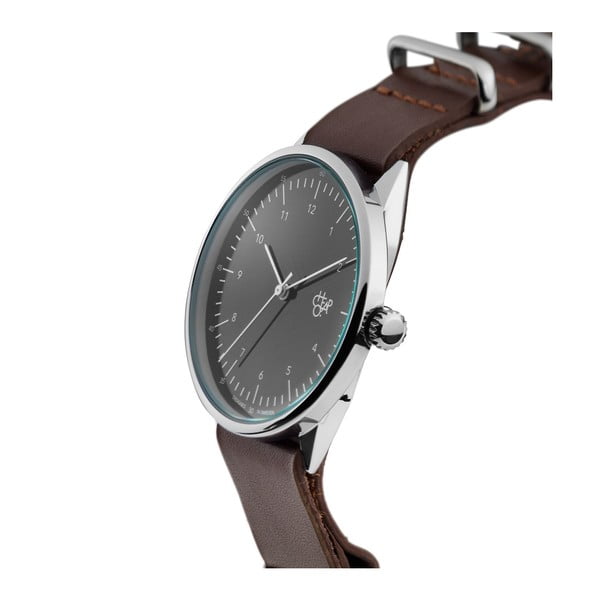 Orologio con cinturino in pelle marrone e quadrante nero Harold - CHPO-image-2