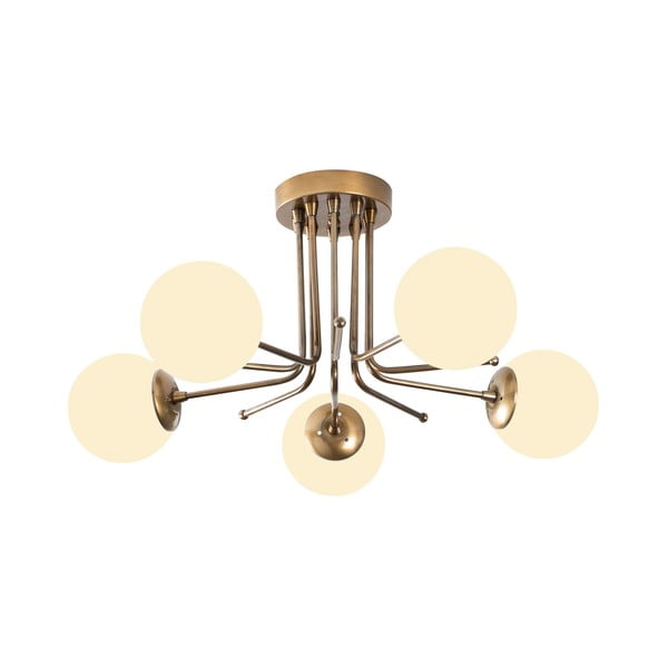 Plafoniera bianca/color ottone con paralume in vetro 80x80 cm Daisy – Opviq lights-image-2