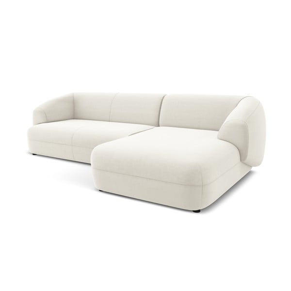 Divano angolare bianco (con penisola a destra) con rivestimento in velluto Moana – Makamii-image-4